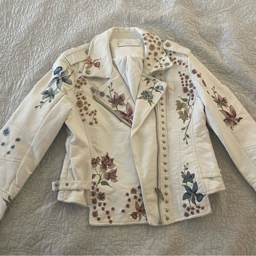 Blank NYC Floral Studded Leather Jacket MEDIUM